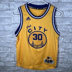 Adidas Stephen Curry Golden State Warriors The City Throwback Jersey Kids Medium
